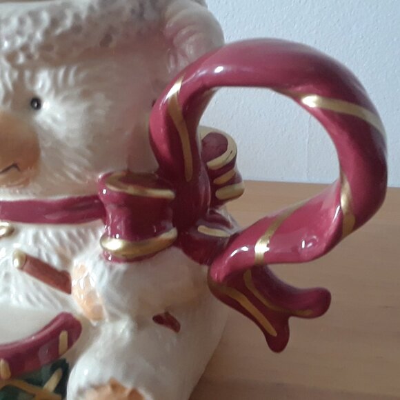 FITZ & FLOYD Christmas Teddy Bear Porcelain Pitcher - Picture 8 of 13